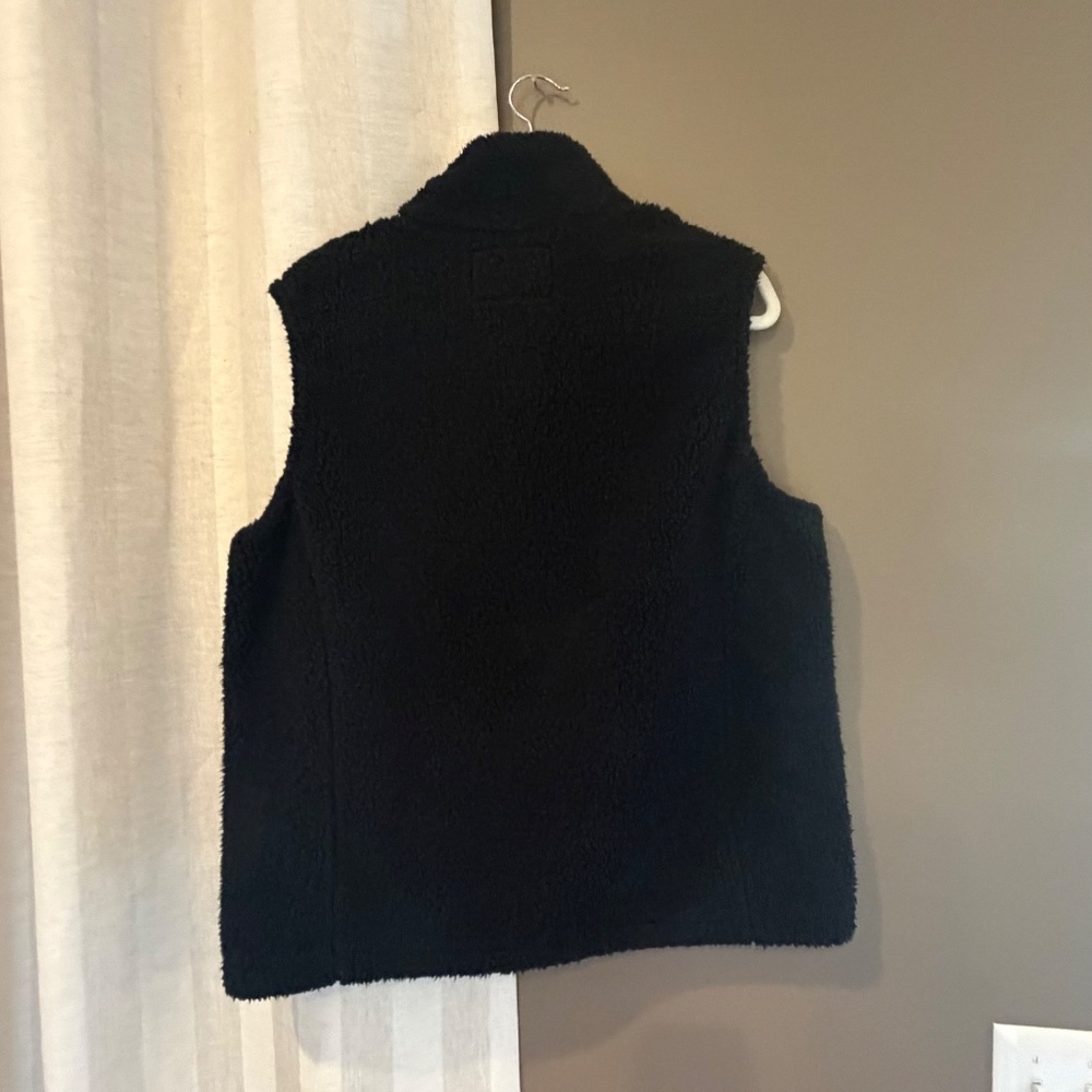 SAGE Collective Women's Black Sherpa Vest Plaid Fleece Lining, Size Large - Picture 4 of 11